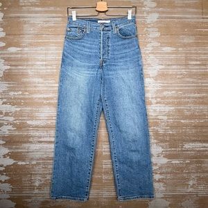 Levi’s Ribcage Straight Jeans Light Medium Wash Womens 26